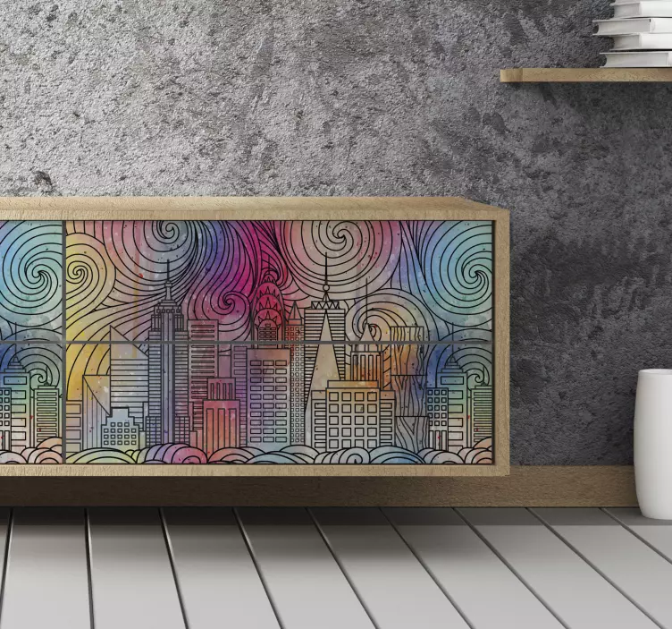 Värikäs maalaus kaupunki huonekalutarrat - Tenstickers