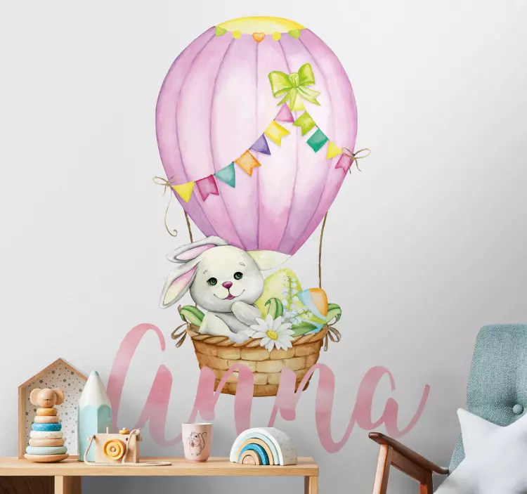 Makea pastelli pupu ilmapallolla kuvitelma tarra - Tenstickers