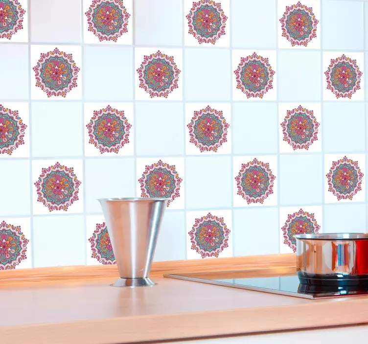 Mandala kaakelitarra keittiöön - Tenstickers