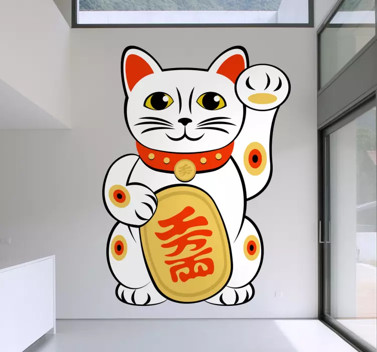 Maneki-neko kissan seinä tarra - Tenstickers