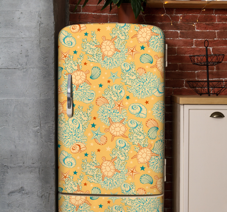 Merenalaisen elämän pehmeät värit Jääkaappitarra - Tenstickers