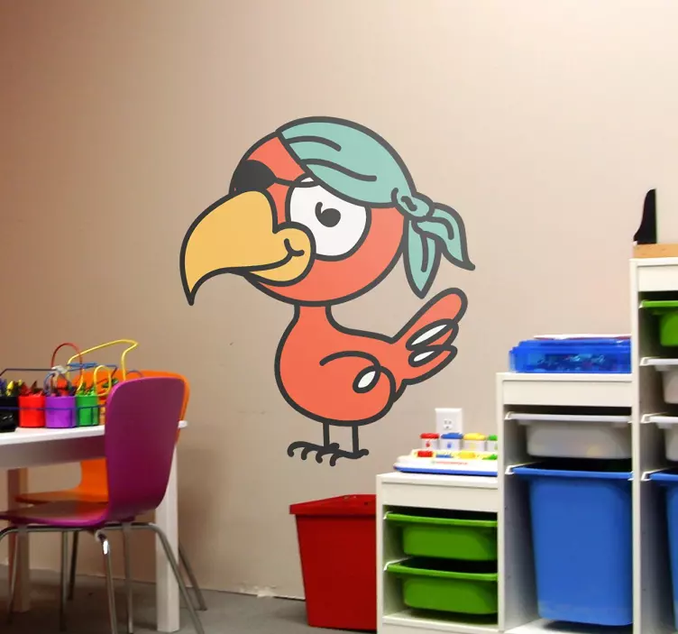 Merirosvo papukaija lapsille -tarra - Tenstickers