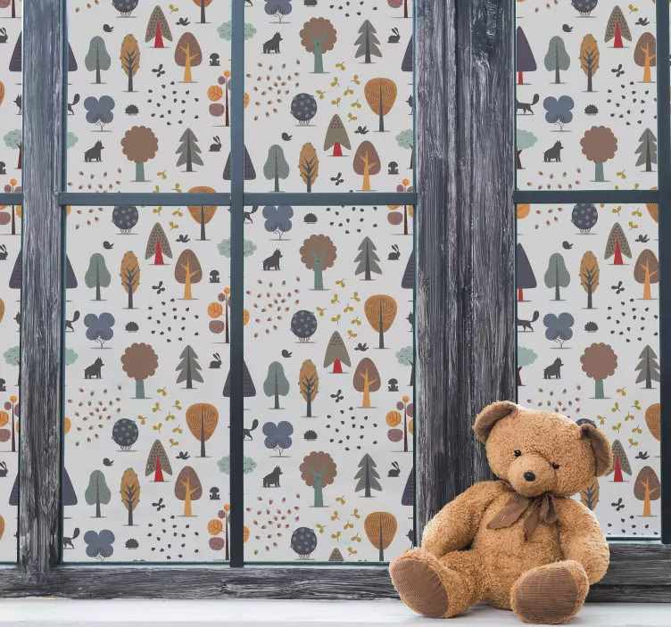 Metsä eläinten kanssa ikkuna tarra - Tenstickers