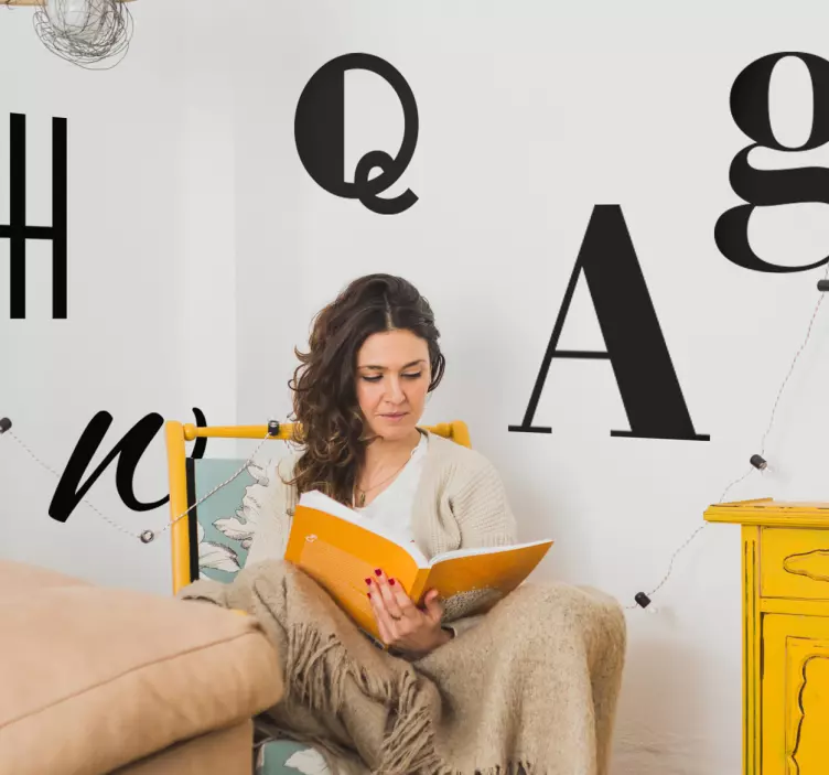 Moderni aakkoset teksti seinä tarra - Tenstickers