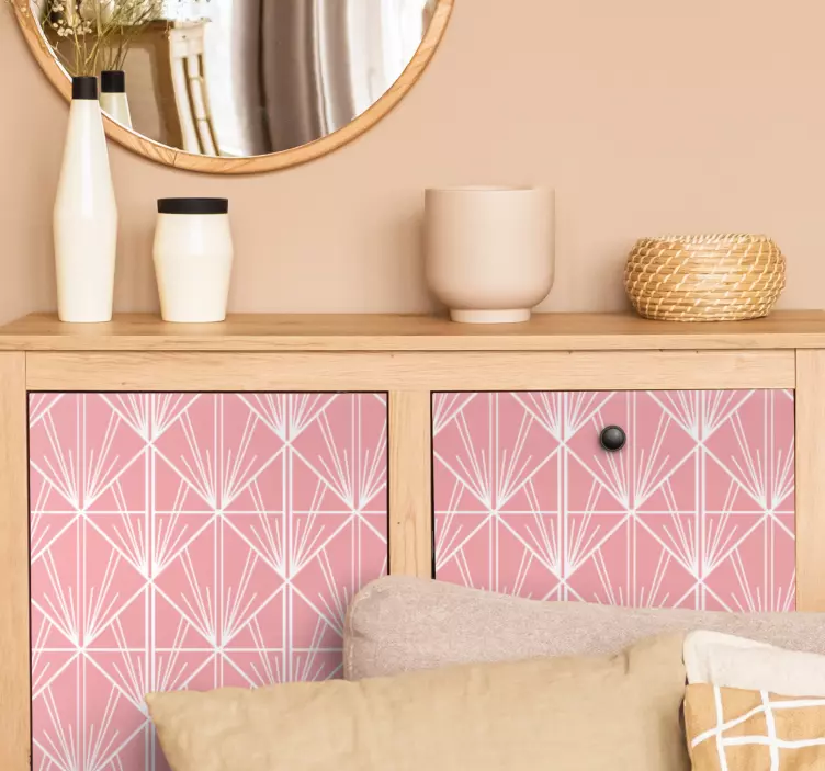 Moderni taide vaaleanpunainen ja valkoinen deco -kuvio Huonekalut - Tenstickers