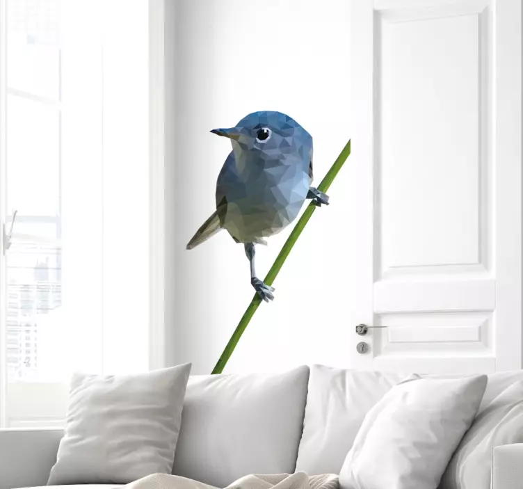 Monikulmainen lintu oksalla - Tenstickers