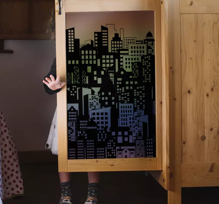 Monivärinen talot vaatekaappi Huonekalutarrat - Tenstickers