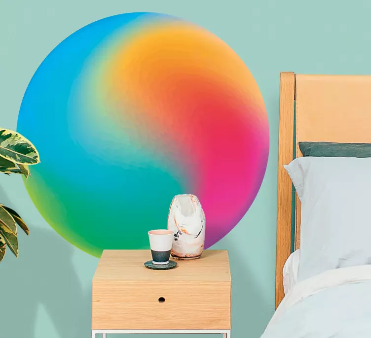 Monivärinen ympyrä abstrakti taide Taideaiheinen sisustustarra - Tenstickers