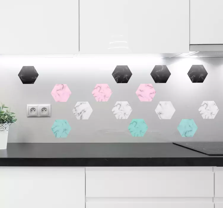 Moniväriset marmoriset seinätarrat - Tenstickers