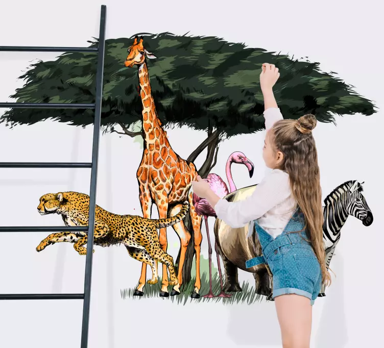 Moniväriset viidakon eläimet Villieläintarra - Tenstickers