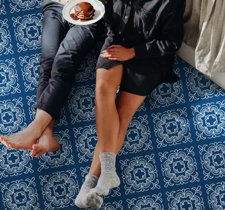 Sininen mosaiikki kuvioinen matto lattiatarra - Tenstickers