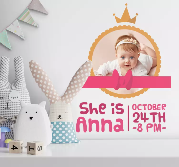 Mukautettu vauvailmoitus seinätarra lastenhuone - Tenstickers