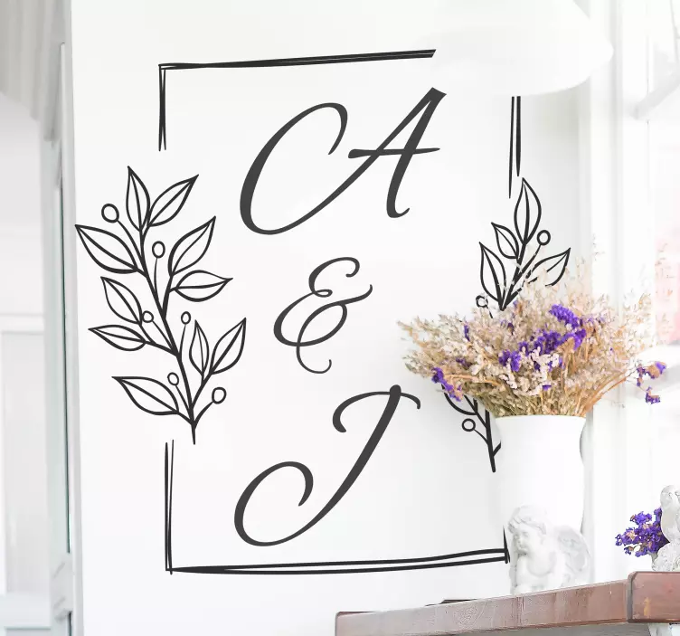 Muokattavat pariskunnan nimikirjaimet rakkaus seinätarra - Tenstickers