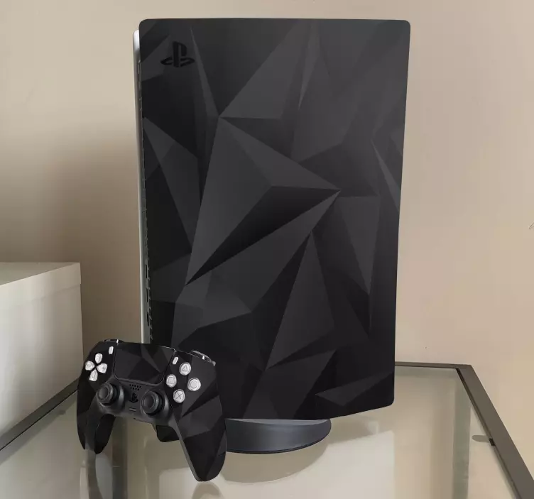 Musta 3d geometrinen PS5 skin - Tenstickers