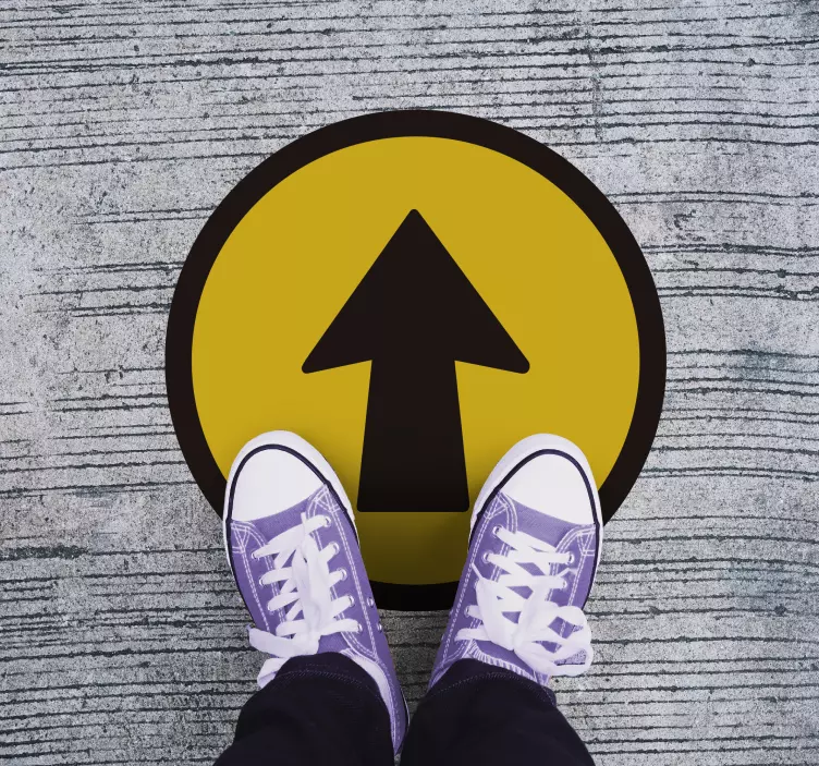 Musta ja keltainen nuoli lattiatarra - Tenstickers