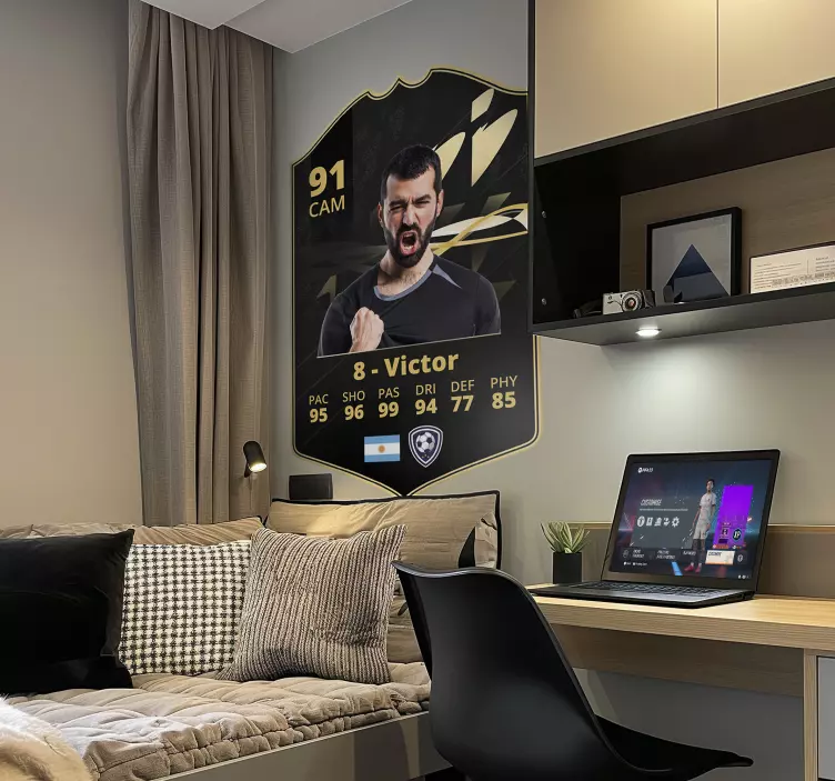 Musta ja kultainen kortti Jalkapalloseinätarra - Tenstickers