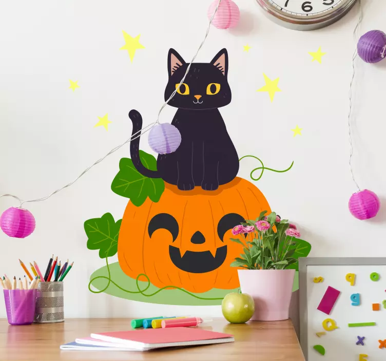 Söpö halloween kissa kurpitsa halloween tarrat - Tenstickers