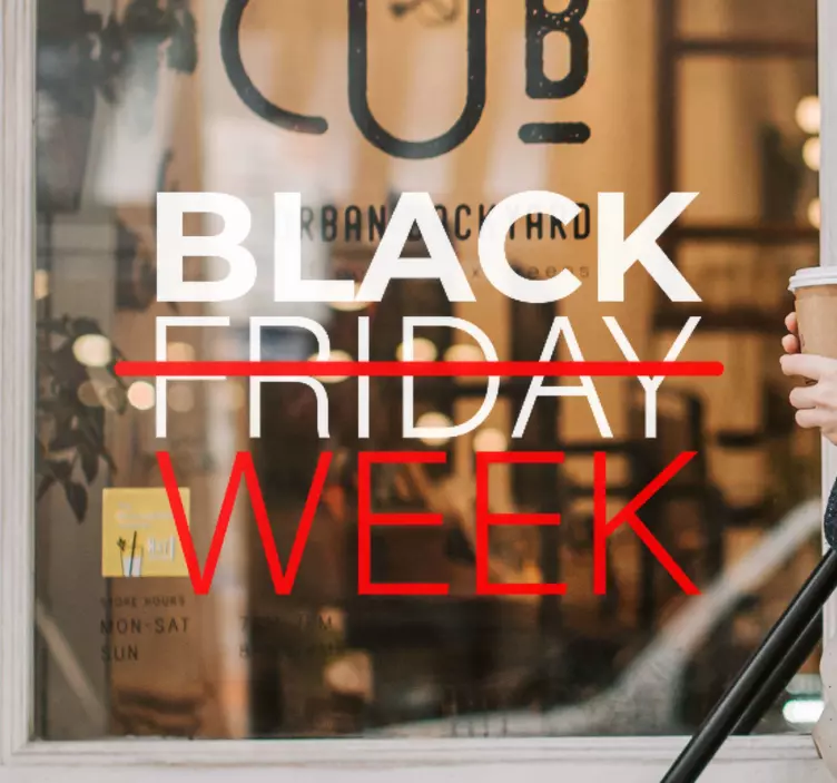 Musta viikko perjantai yliviivattu black friday seinätarra - Tenstickers