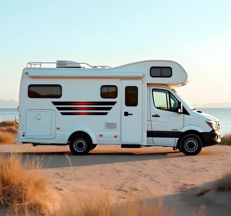 Mustat ja punaiset raidat asuntovaunu tarra - Tenstickers