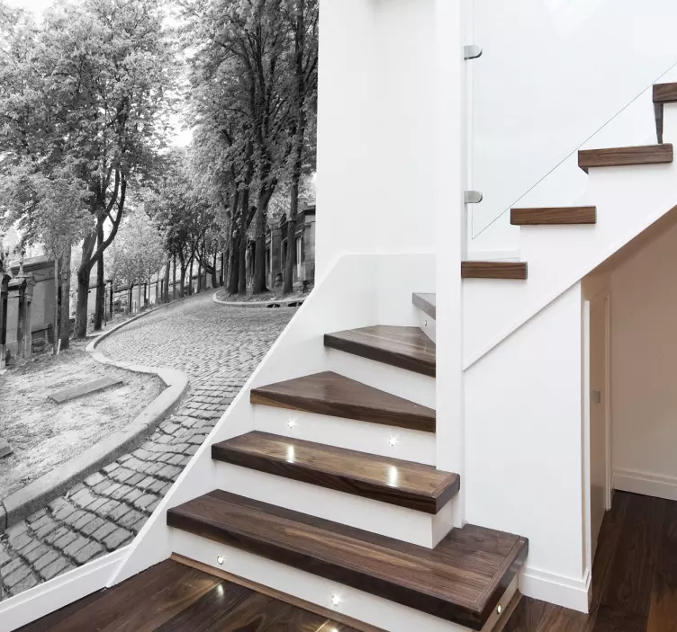 Mustavalkoinen tien valokuvatapetti - Tenstickers