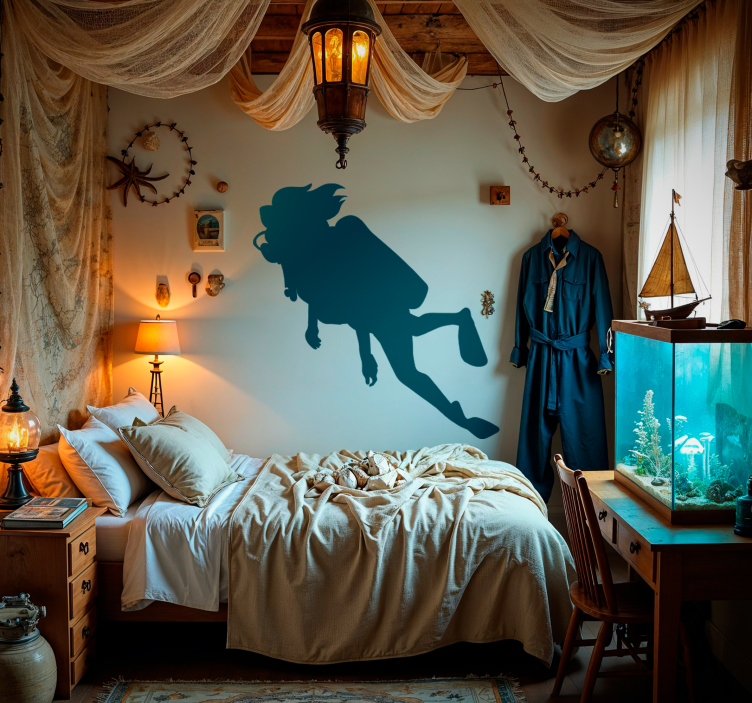 Nainen sukeltaja urheilutarra - Tenstickers