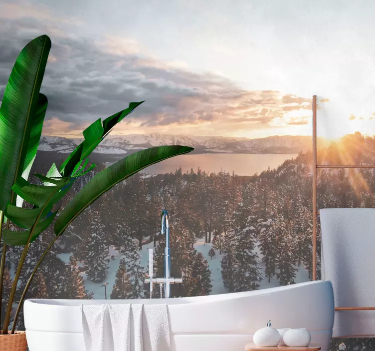 Näkymä vuoristojärvelle Suihkuseinätarra - Tenstickers