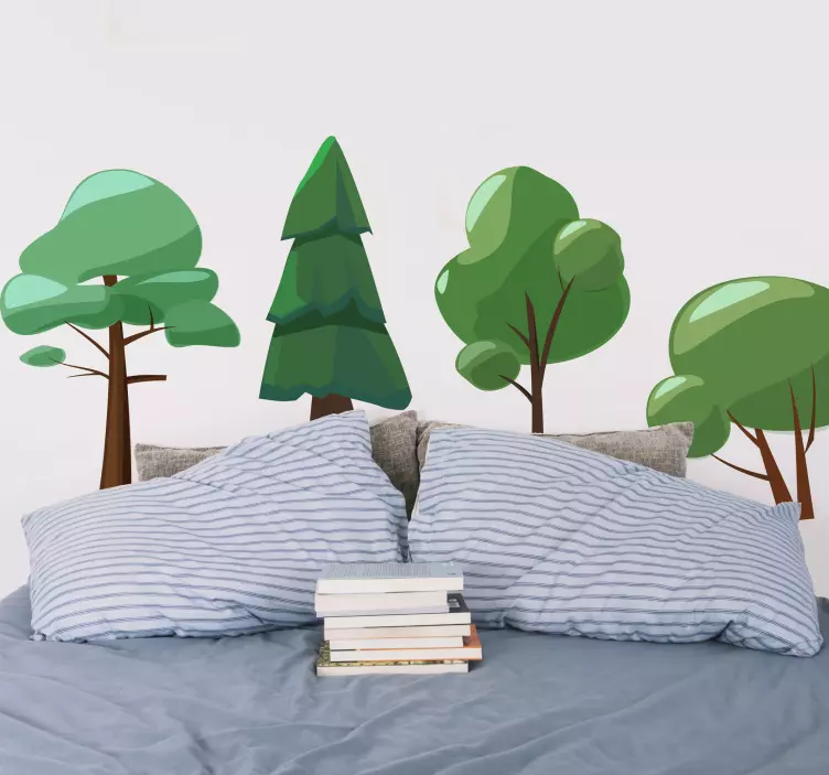 Neljä vihreää puuta suunnittelu sisustustarra ruokasaliin - Tenstickers