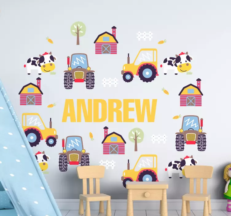 Nimi traktoreiden ympäröimänä lelutarrat - Tenstickers