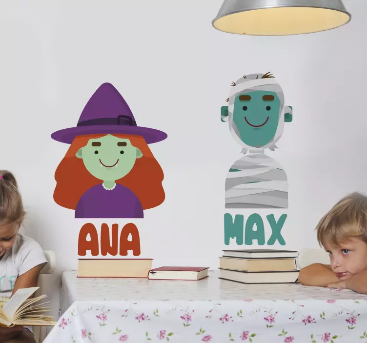 Hieno noita ja muumio nimi halloween tarrat - Tenstickers