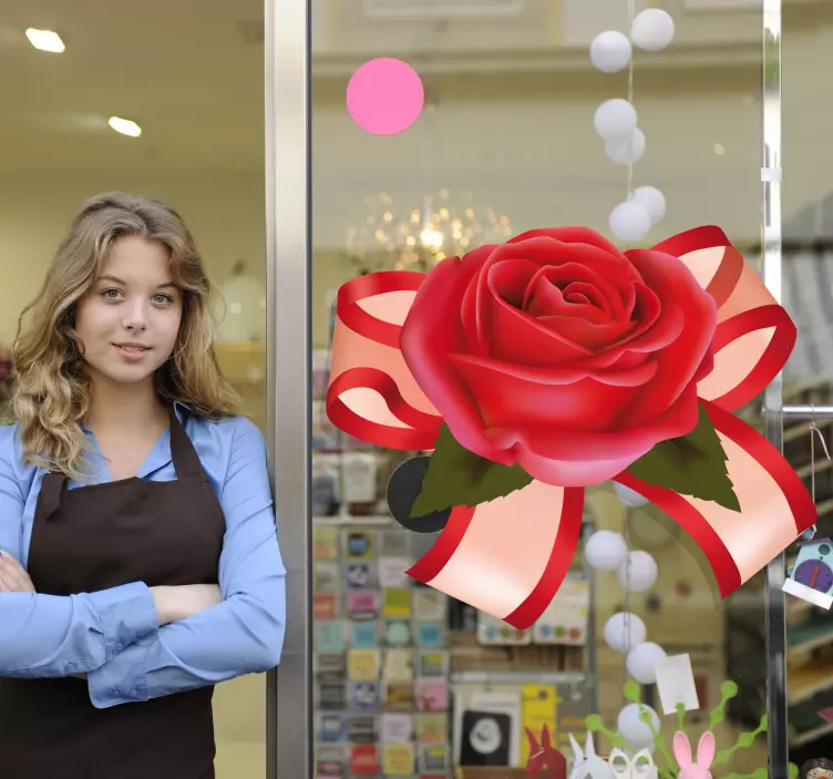 Kaunis ruusuke kukka ikkunatarra - Tenstickers