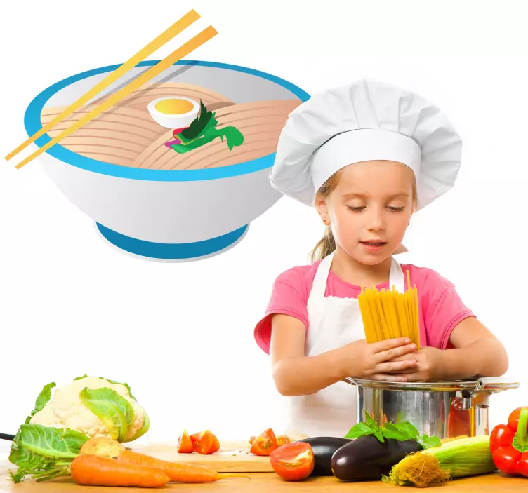 Nuudelit itämainen ruoka tarra - Tenstickers