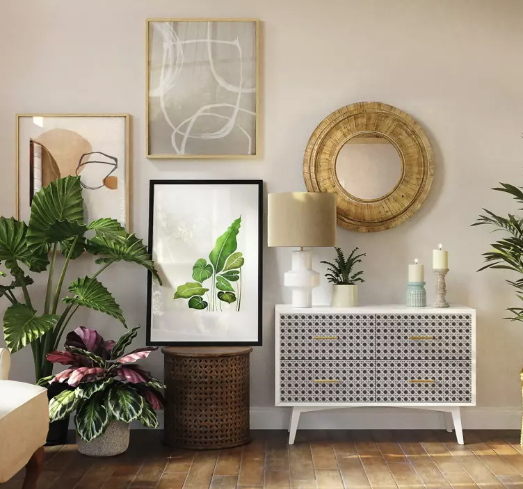 Nykyaikainen lehtikuvio huonekalutarra - Tenstickers