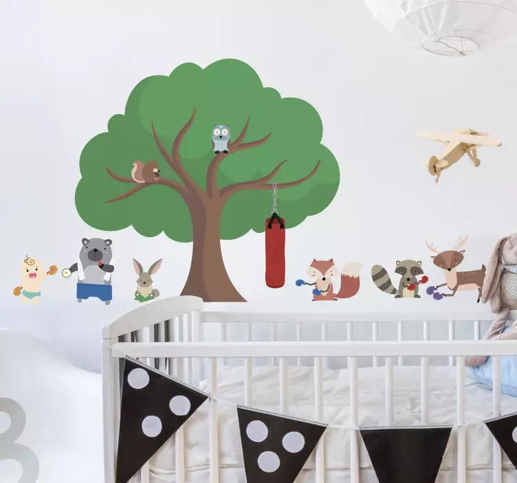 Nyrkkeilyeläinten seinä tarroja lapselle - Tenstickers