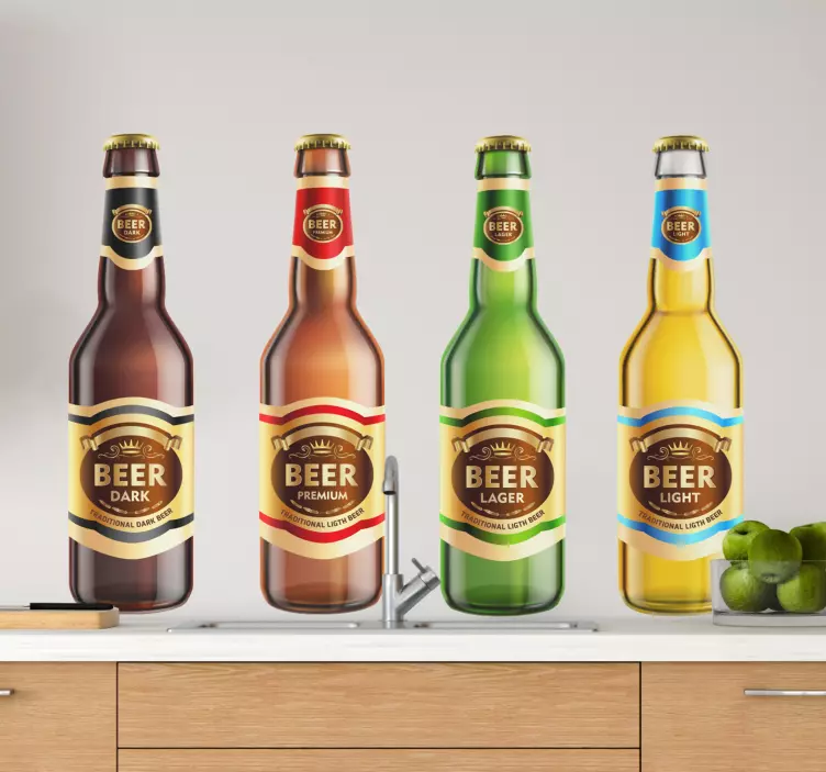 Olut sarjakuva pullot juomatarrat - Tenstickers