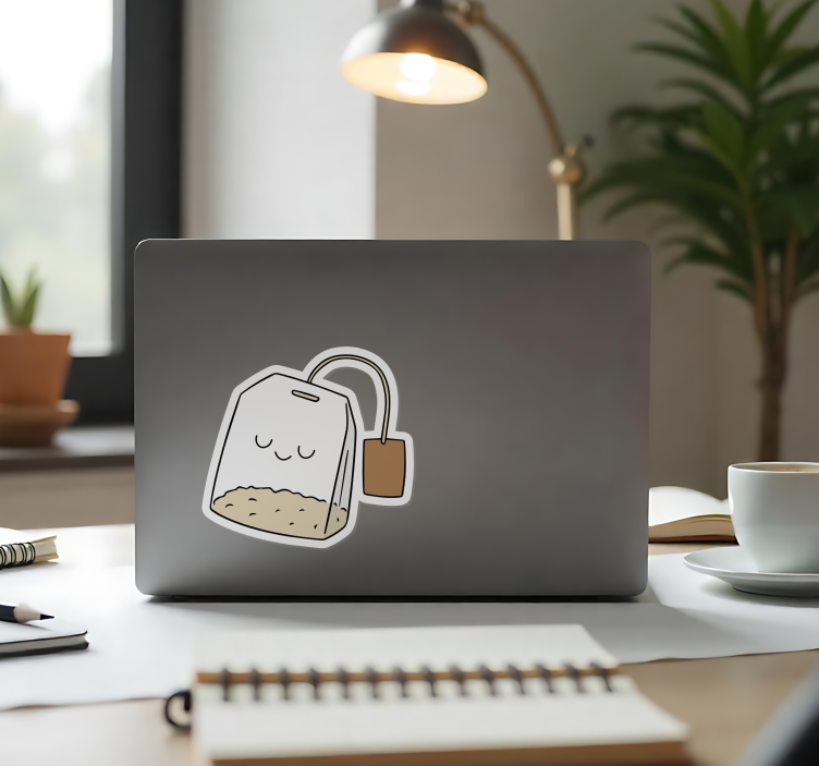 Onnellinen teepussi läppäritarra - Tenstickers