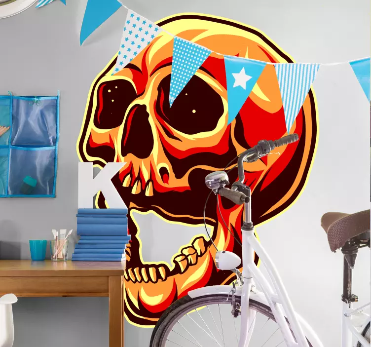 Alkuperäinen oranssi pääkallo halloween tarra - Tenstickers