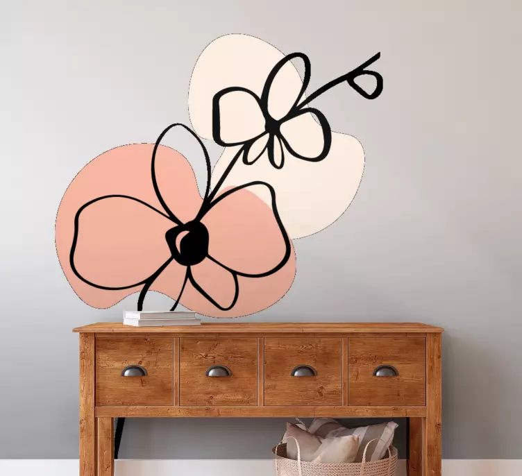 Orkideat abstrakti viivapiirros kukkatarra - Tenstickers