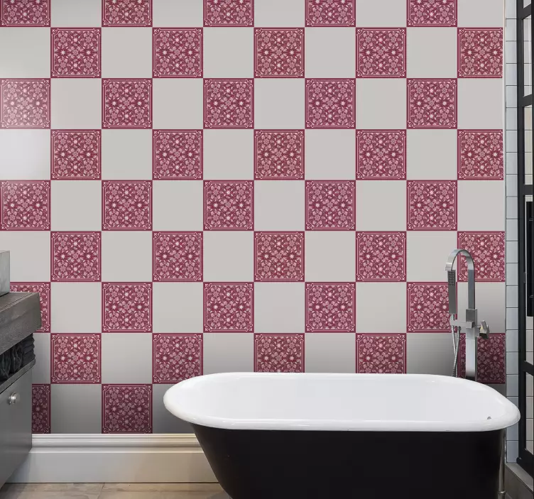 Kauniita paisley kukkia kaakelitarra - Tenstickers