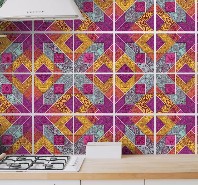 Kaunis paisley mosaiikki kaakelitarra - Tenstickers