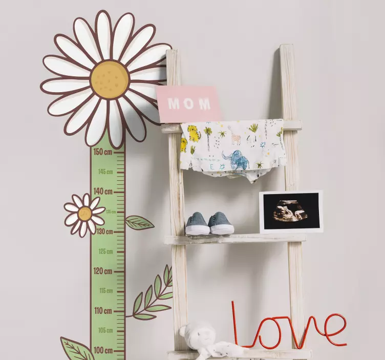 Päivänkakkara kukat korkeus taulukko seinätarra - Tenstickers