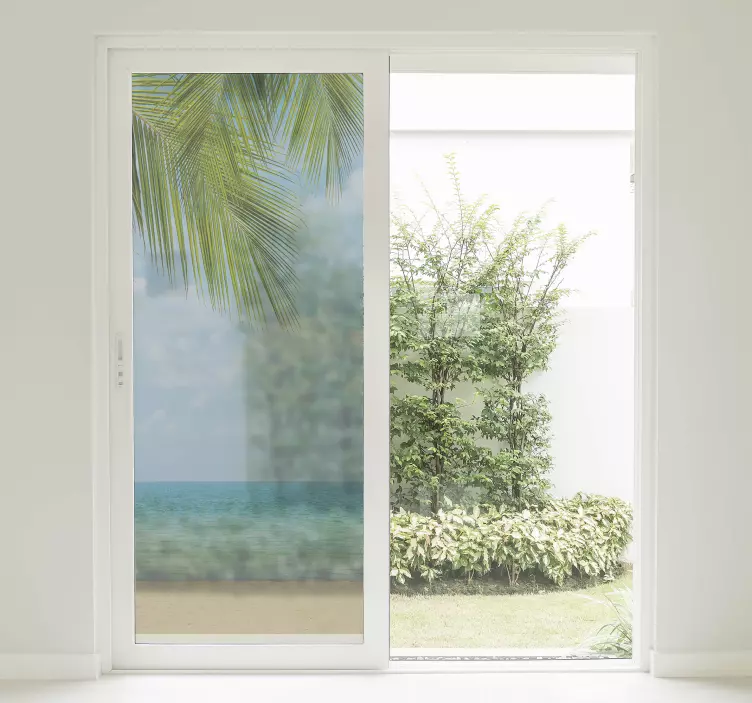 Kaunis palmu lehdet maisema Ikkunatarrat - Tenstickers