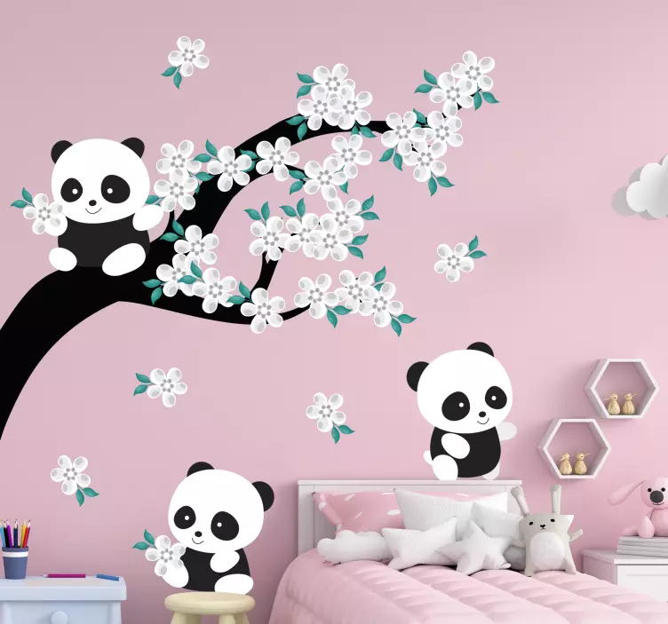 Panda kukka taustakuva kissatarra ja koiratarra - Tenstickers