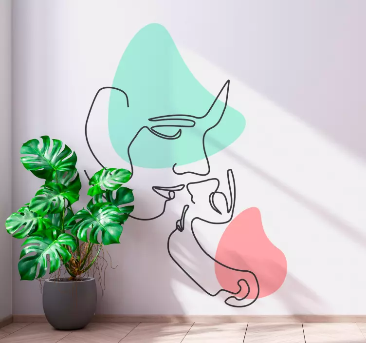 Pariskunnan kasvot minimalistisella tyylillä Seinätarra - Tenstickers
