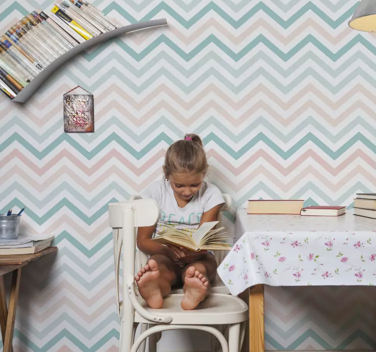 Pastelli-siksak-valokuvatapetti - Tenstickers