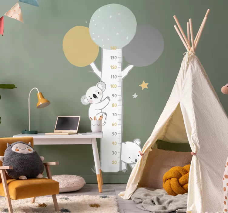 Pastellipuu eläimillä mittanauhatarra - Tenstickers