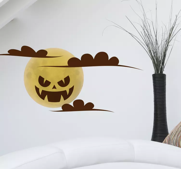 Pelottava kuukasvo halloween tarra - Tenstickers