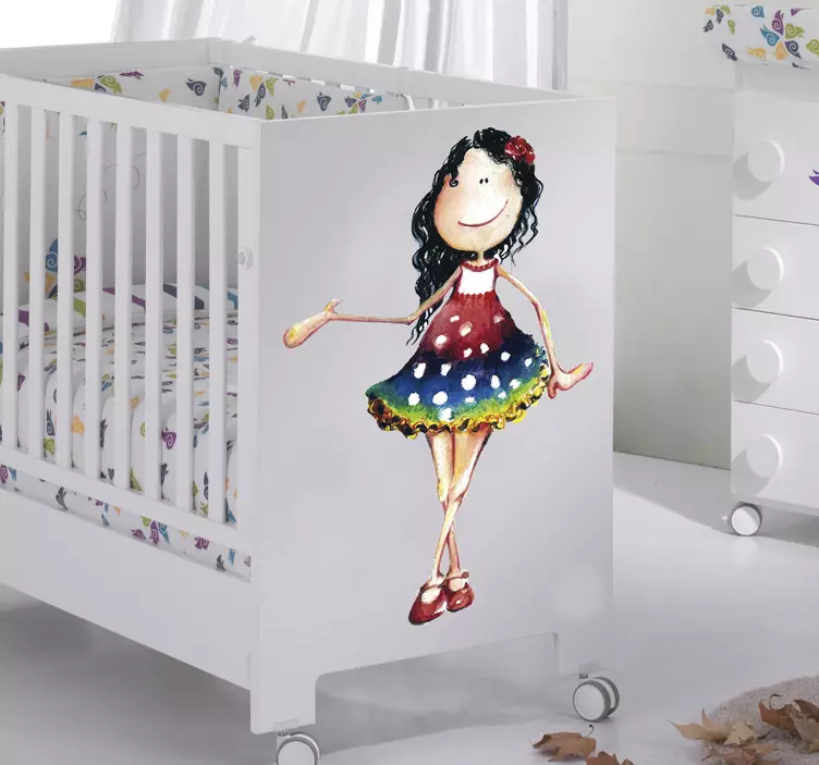 Pieni tyttö mekko lasten tarra - Tenstickers