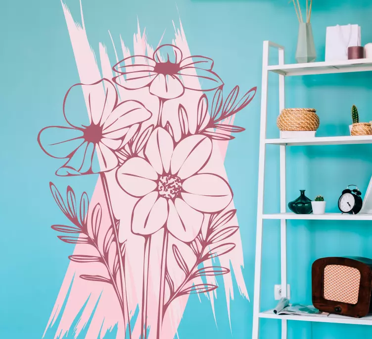 Piirrettyjä kukkia maalilla Ovitarra - Tenstickers