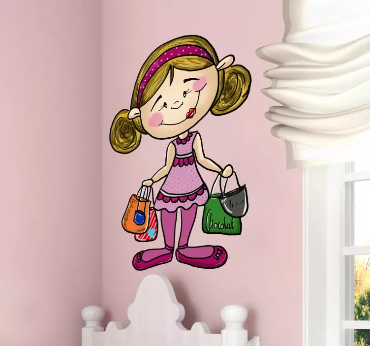 Pikkutyttö ostoskori - Tenstickers