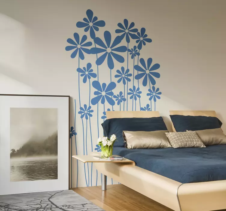 Pitkä daisies seinä tarra - Tenstickers